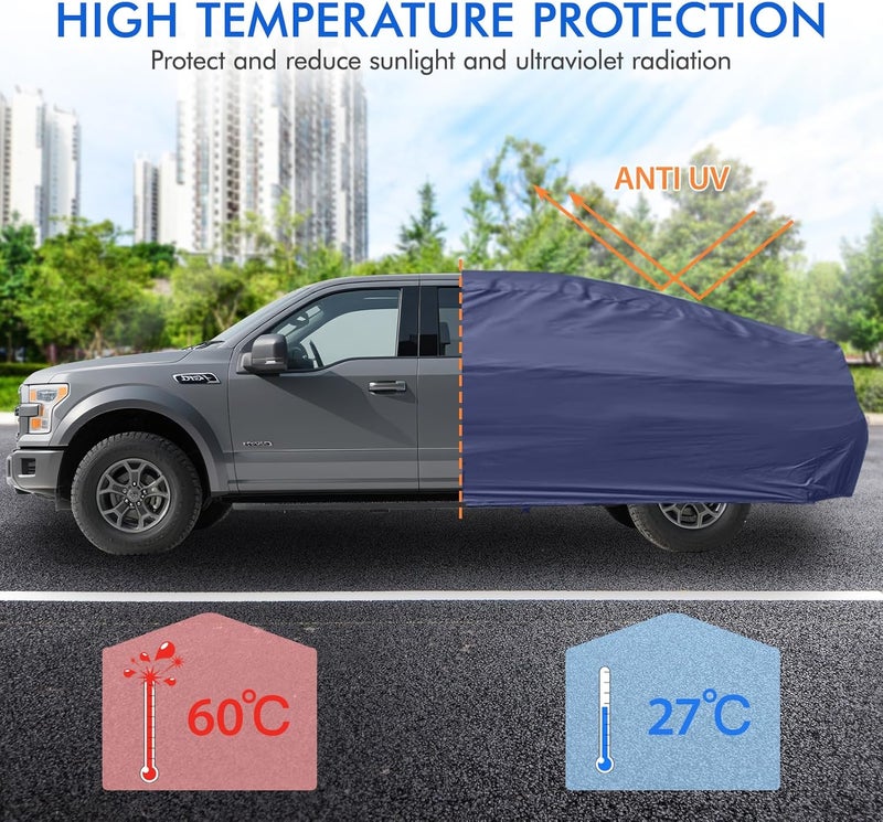DINGHAO Car Cover Waterproof All Weather, 6 Layers Outdoor Full Exterior Cover Rain Sun UV Snowproof Protection with Zipper Cotton, Mirror Pocket for Ford F-150 Raptor - Image 3